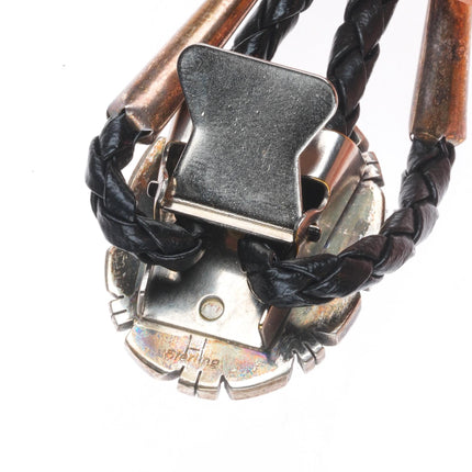Vintage Navajo sterling silver bolo tie with nice turquoise