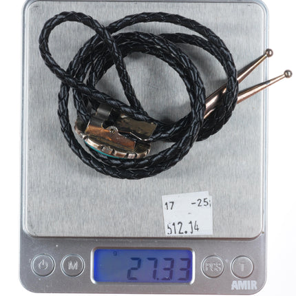 Vintage Navajo sterling silver bolo tie with nice turquoise