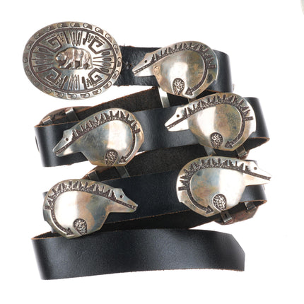 Harry Martinez Navajo sterling silver bear form concho belt