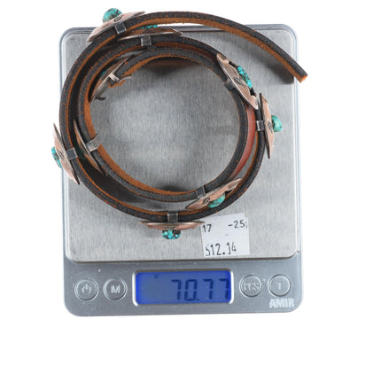 23" Vintage Sterling silver/turquoise Navajo shadowbox concho hatband