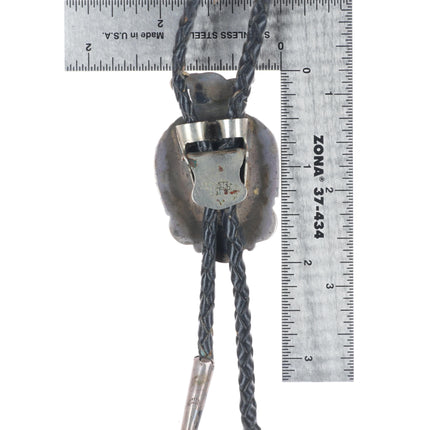 c1960 c-31 Zuni sterling silver thunderbird bolo tie turquoise/coral inlay