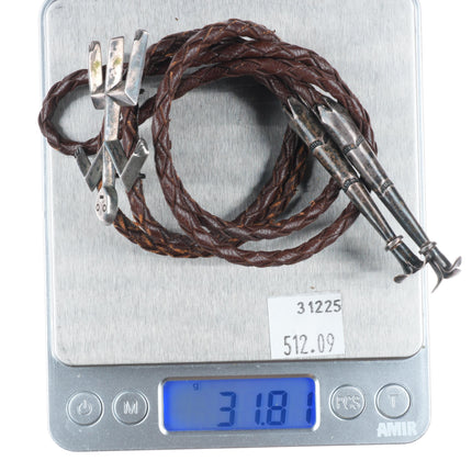 40's-50's Navajo sterling silver cast Yei bolo tie with fine/ornate tips