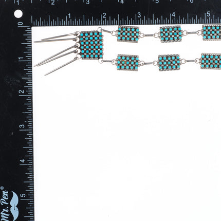 24" Vintage Zuni fine Snake Eye turquoise necklace and earrings set BKW