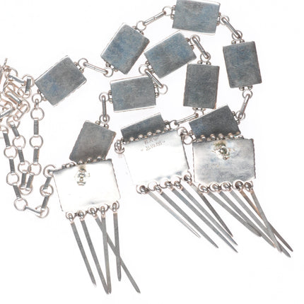 24" Vintage Zuni fine Snake Eye turquoise necklace and earrings set BKW