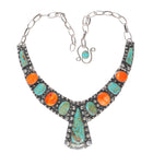 Billy Jaramillo southwestern sterling silver, turquoise, spiny oyster necklace