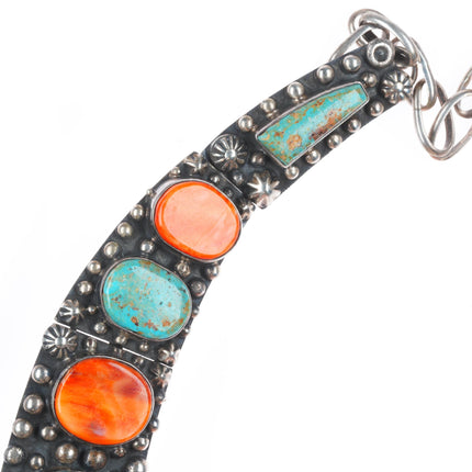 Billy Jaramillo southwestern sterling silver, turquoise, spiny oyster necklace