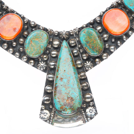 Billy Jaramillo southwestern sterling silver, turquoise, spiny oyster necklace
