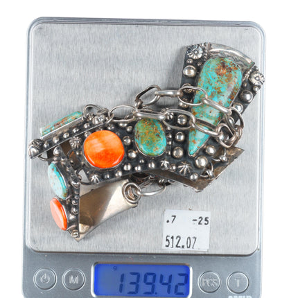 Billy Jaramillo southwestern sterling silver, turquoise, spiny oyster necklace