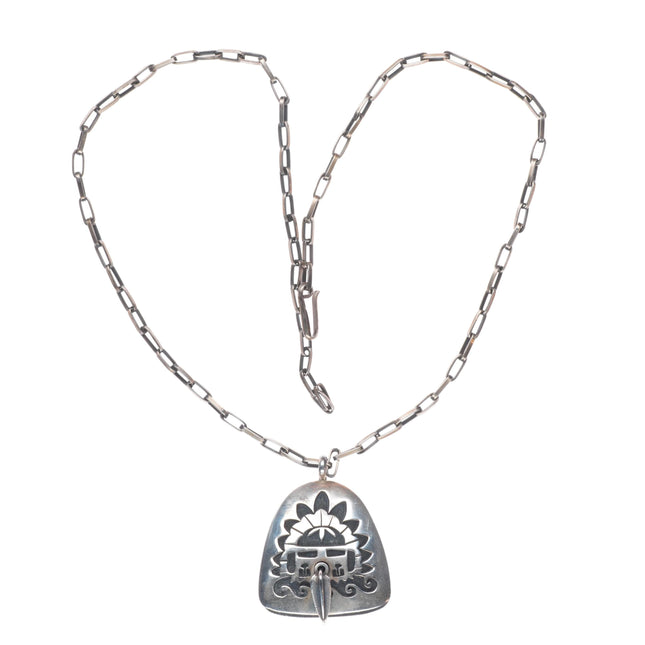 James Honyaktewa Hopi Overlay pendant necklace articulating nose sterling silver