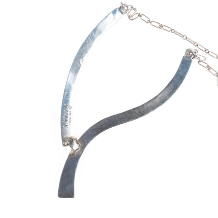 Antonio Yazzie Navajo sterling silver spiderweb turquoise coral inlay necklace