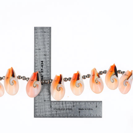 24.5" Vintage Native American sterling silver shell beaded necklace