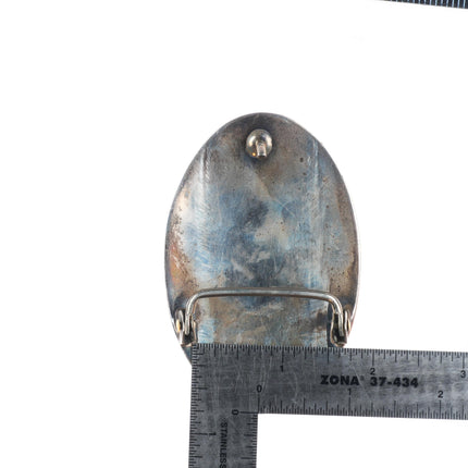 Vintage Navajo Overlay dancer turquoise flush inlay sterling silver belt buckle