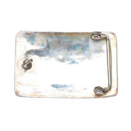 Vintage Navajo rug pattern sterling silver rectangle belt buckle