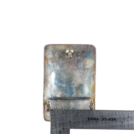 Vintage Navajo rug pattern sterling silver rectangle belt buckle