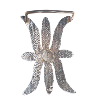 Vintage CTG Native American/southwestern tufa cast sterling silver belt buckle