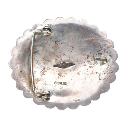 Vintage Navajo deep stamped sterling silver concho style belt buckle