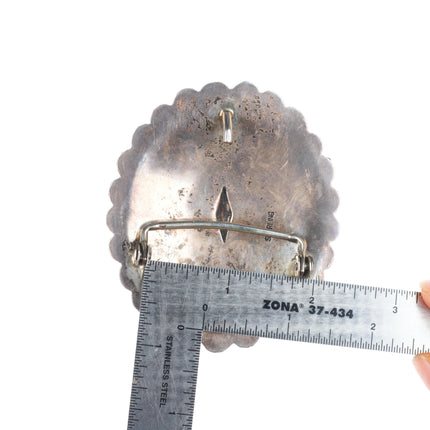 Vintage Navajo deep stamped sterling silver concho style belt buckle