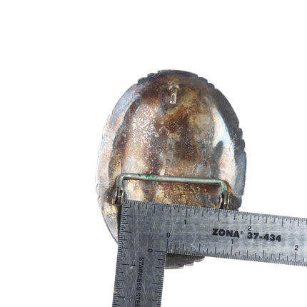 Vintage Navajo sterling silver Kingman turquoise cluster belt buckle