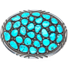 Vintage Navajo sterling silver Kingman turquoise cluster belt buckle