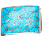 Alice Leekya Homer Zuni sterling silver turquoise fish scale inlay belt buckle