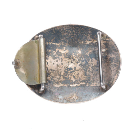 SSS Vintage Southwestern sterling silver horse busts cowboy/cowgirl belt buckle