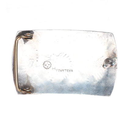 Hubert Howytewa Hopi Overlay Kokopelli belt buckle sterling silver