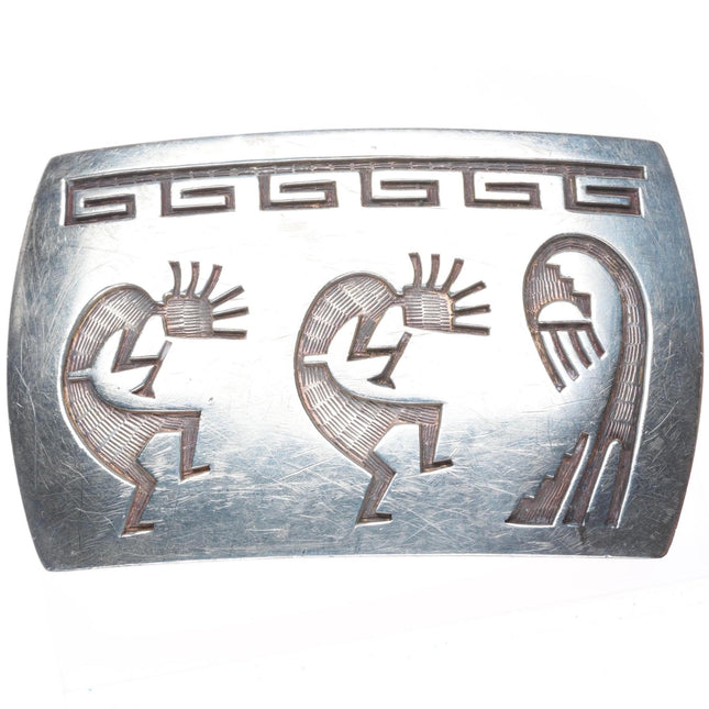 Hubert Howytewa Hopi Overlay Kokopelli belt buckle sterling silver
