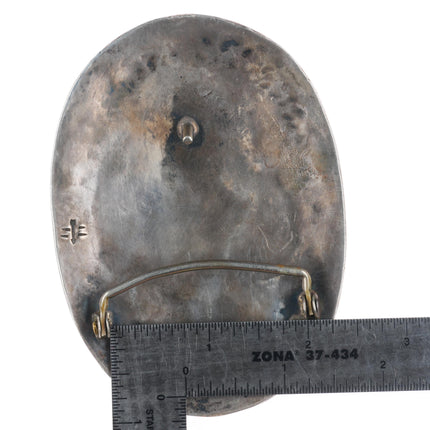 Vintage Navajo sterling silver Ironwood/mother of pearl cacti belt buckle