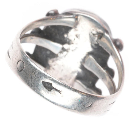 Antique Navajo ingot silver ring with green turquoise