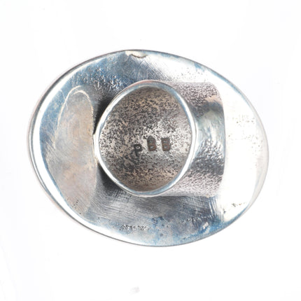 sz9 Philander Begay Navajo Tufa Cast sterling silver spiderweb turquoise ring