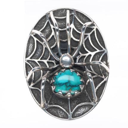 sz9 Philander Begay Navajo Tufa Cast sterling silver spiderweb turquoise ring