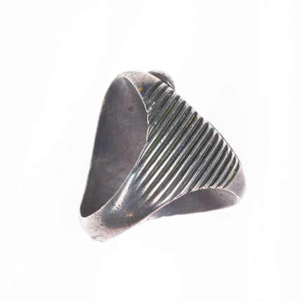 sz10 Vintage Navajo sterling silver men's ring with green turquoise