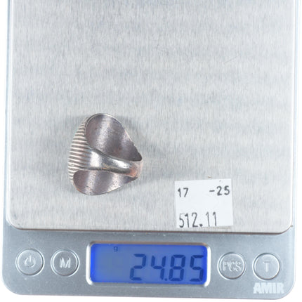 sz10 Vintage Navajo sterling silver men's ring with green turquoise