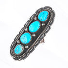 sz7.5 Etsitty Navajo sterling silver turquoise row long ring