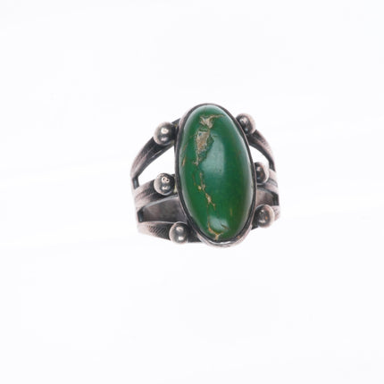 sz6 30's-40's Vintage Fred Harvey/Navajo Cerrillos turquoise greasy green ring
