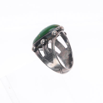 sz6 30's-40's Vintage Fred Harvey/Navajo Cerrillos turquoise greasy green ring