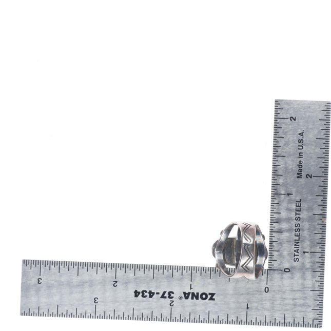 sz6 30's-40's Vintage Fred Harvey/Navajo Cerrillos turquoise greasy green ring