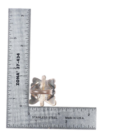 sz6 Vintage Navajo sterling silver dragonfly or butterfly ring with turquoise