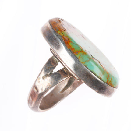 sz14 Big vintage Navajo sterling silver ceremonial Kingman turquoise ring