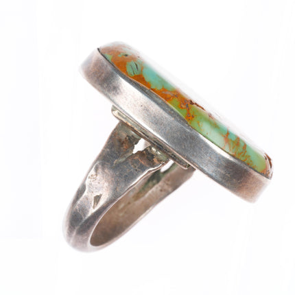 sz14 Big vintage Navajo sterling silver ceremonial Kingman turquoise ring