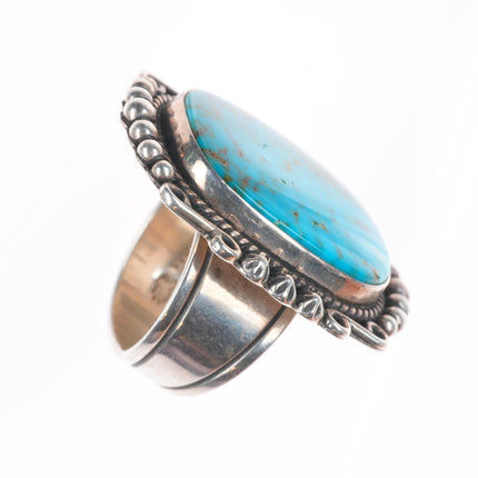 sz8.5 adjustable Michael Thompson Navajo big sterling silver turquoise ring