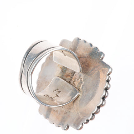 sz8.5 adjustable Michael Thompson Navajo big sterling silver turquoise ring