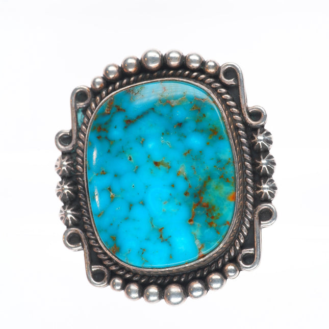 sz8.5 adjustable Michael Thompson Navajo big sterling silver turquoise ring