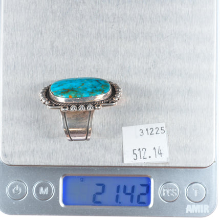 sz8.5 adjustable Michael Thompson Navajo big sterling silver turquoise ring