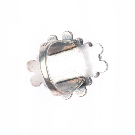 sz7 30's-40's Navajo Cerrillos turquoise intricate sterling/ingot silver ring