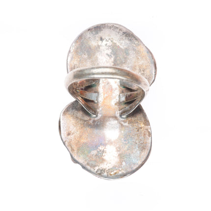 sz9 Vintage Navajo sterling silver tiger's eye two stone ring