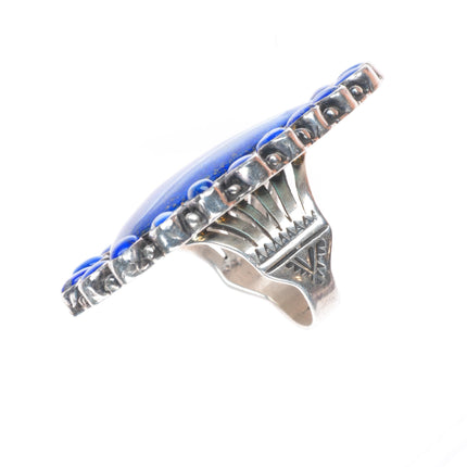 sz9 Huge Lorenzo James Navajo sterling silver lapis lazuli cluster ring