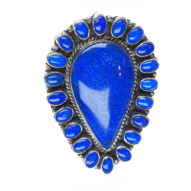 sz9 Huge Lorenzo James Navajo sterling silver lapis lazuli cluster ring