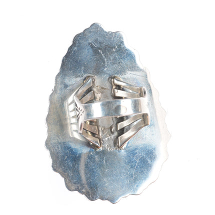 sz9 Huge Lorenzo James Navajo sterling silver lapis lazuli cluster ring