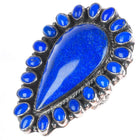 sz9 Huge Lorenzo James Navajo sterling silver lapis lazuli cluster ring